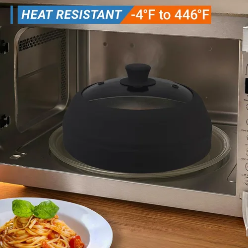 Miniatura 6 de Cubierta de vidrio para microondas, cubierta plegable de microondas de 10.5 pulgadas para vidrio de alimentos, tapa de silicona ventilada