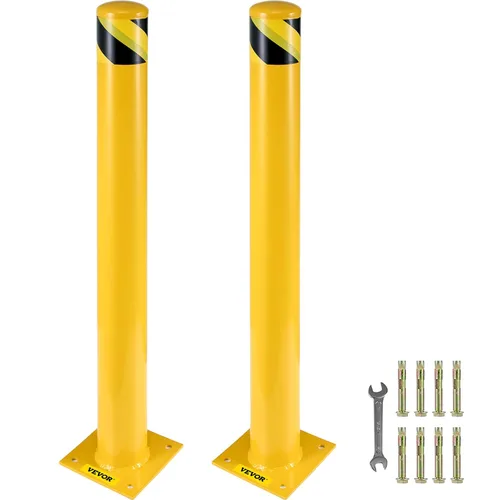 VEVOR Bolardo de seguridad, poste de bolardo de altura de 48 pulgadas, poste de bolardo de seguridad de tubería de acero de 4.5 pulgadas de