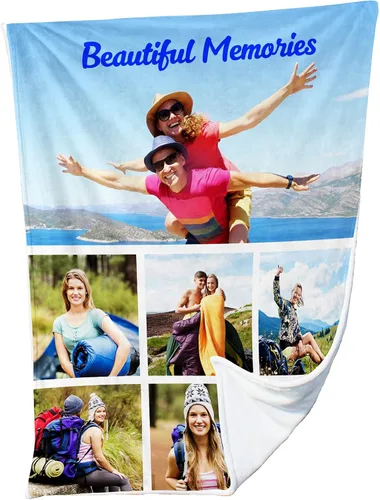Miniatura 22 de Manta personalizada para parejas con collage de fotos, manta personalizada para parejas, súper suave y acogedora para regalos del día de San