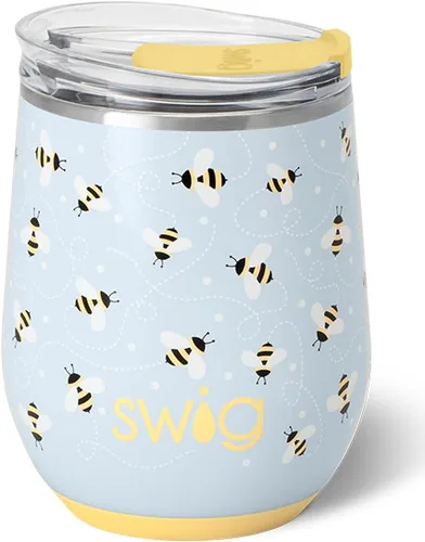 Miniatura 6 de Swig Life Vaso de vino de 12 onzas con tapa, acero inoxidable, apto para lavavajillas, portátil, triple aislamiento (todos los americanos)