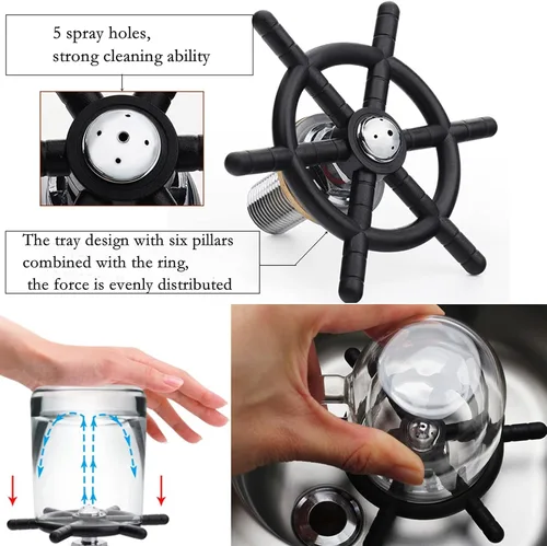 Miniatura 3 de DIBTSA - Enjuagadora para jarra, lavadora automática de tazas de vidrio, acero inoxidable 304, para café, leche, té, hogar, cocina, hotel, bar