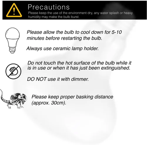 Miniatura 6 de Lámpara de bombilla de calor para reptiles, paquete de 2 focos de luz diurna de 100 W, bombilla de dragón barbudo/tortuga/zardo/gecko, lámpara