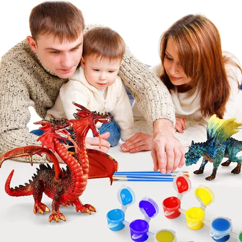 Miniatura 2 de Ferthor Fun Dragon Toys Kit de pintura de dragón, juego de manualidades para niños con juguete educativo de 13 colores para pintar tu propio regalo