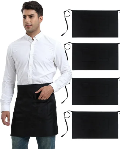 Miniatura 8 de Xeoxarel Delantal unisex con 4 bolsillos, para mujer y hombre, 27 x 18 pulgadas