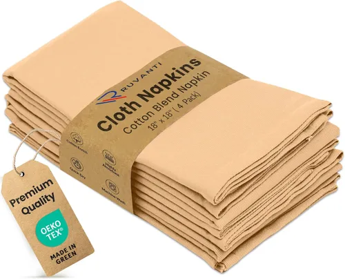 Miniatura 24 de Ruvanti - Juego de 4 servilletas de tela de 45x45 centímetros, lavables, suaves, duraderas, absorbentes, mezcla de algodón. Servilletas de mesa