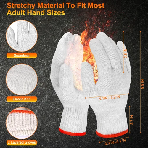 Miniatura 2 de Guantes ANBOSON para Barbacoa Desechables Resistente al Calor para Parrilla - 100 Guantes de Nitrilo + 4 Forros Reutilizables de Algodón