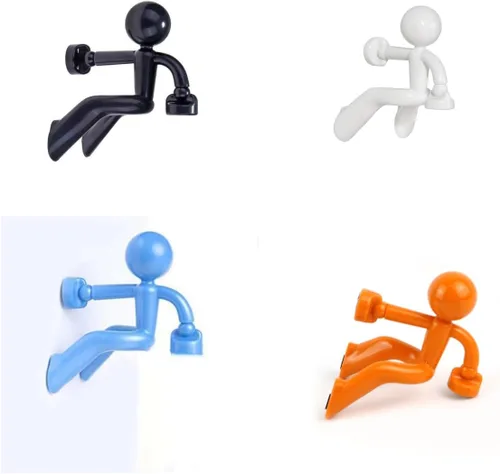 Creative Wall Climbing Villain - Imanes para refrigerador, imán para colgar en la llave (negro, blanco, azul, naranja)