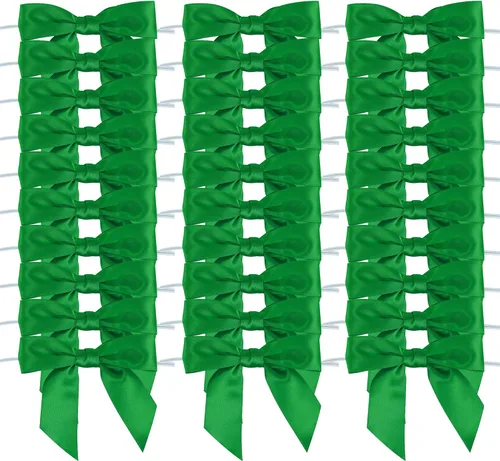 Miniatura 12 de AIMUDI Lazos con Alambre de Amarre para Bolsas de Golosinas de 3.5 pulgadas, Lazos de Satén Azul Turquesa para Manualidades, Lazos Prefabricados