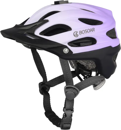Miniatura 12 de Casco de bicicleta de montaña Bosoar, casco de ciclismo para adultos con soporte para cámara y visera desmontable para hombres, mujeres y jóvenes