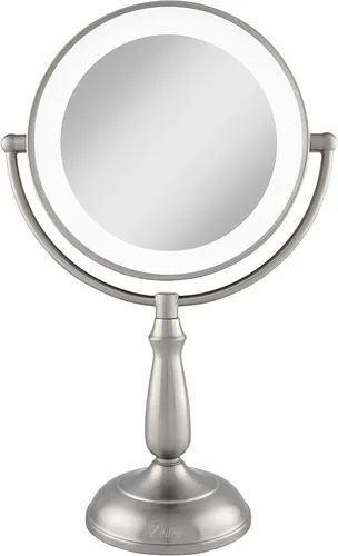 Zadro Ultra brillante LED iluminado Doble cara 12x / 1x Ampliación Smart Touch Dimmer Dimmer Vanity Beauty Makeup Mirror, Níquel satinado