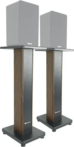 Miniatura 6 de Rockville Par de soportes para altavoces de estantería RHT28D de 28 pulgadas, grano de madera oscura, capacidad de 60 libras, diseño rellenable