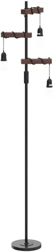 Miniatura 3 de Lámpara de pie industrial, estilo árbol de granja de 68 pulgadas, 3 luces, lámpara de pie de madera, poste alto de metal vintage negro resistente