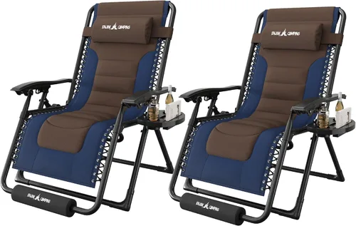 Miniatura 17 de Amopatio XL Padded Zero Gravity Chairs Foldable Zero Gravity Lounge Chair Outdoor Portable Reclining Chair with Removable Cup