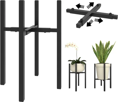 Miniatura 11 de Soporte ajustable de metal para plantas de interior, macetas de 8 a 14 pulgadas, soporte moderno de mediados de siglo, resistente carga de 160
