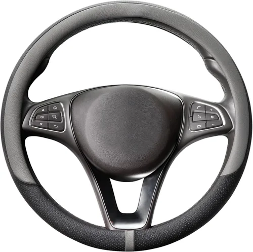 Miniatura 10 de COFIT Funda transpirable para volante de automóvil de 15 pulgadas, protector de cuero universal antideslizante para volante de automóvil, accesorios