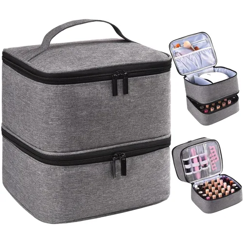 Organizador de esmalte de uñas, almacenamiento de esmalte de uñas con capacidad para 30 botellas y lámpara de uñas, funda organizadora de bolsa de