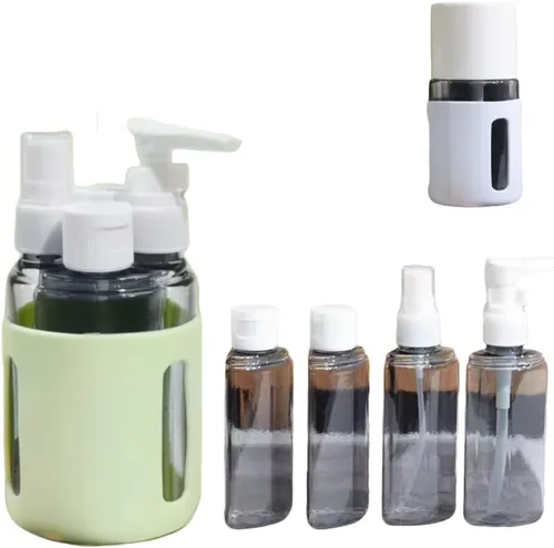 Miniatura 9 de Dispensador de viaje 4 en 1, paquete de 4 botellas de viaje para artículos de tocador, recipientes de tamaño de viaje a prueba de fugas, recipientes