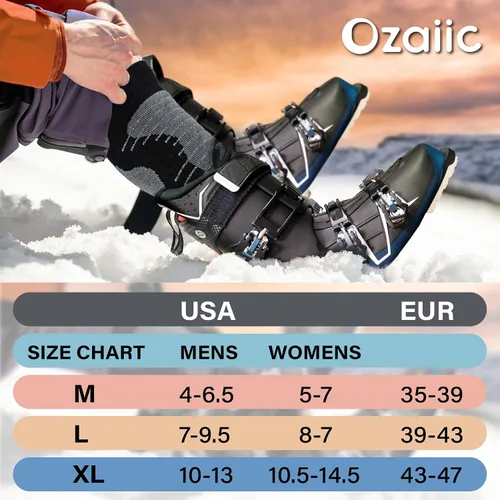 Miniatura 4 de Calcetines de esquí de lana merino para hombre y mujer, 2 pares para esquí, snowboard, térmicos hasta la rodilla, calcetines de rendimiento