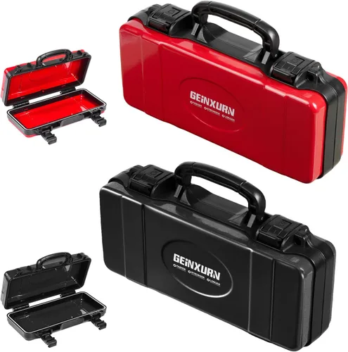 Geinxurn Organizador de herramientas de acero de 11 pulgadas, 2 piezas, caja roja y negra, almacenamiento de herramientas ABS portátil duradero con