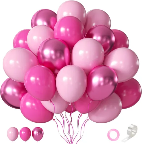 Miniatura 15 de Globos morados, 60 globos de látex de color morado claro y perla metálica, globos de confeti para cumpleaños, baby shower, despedida de soltera