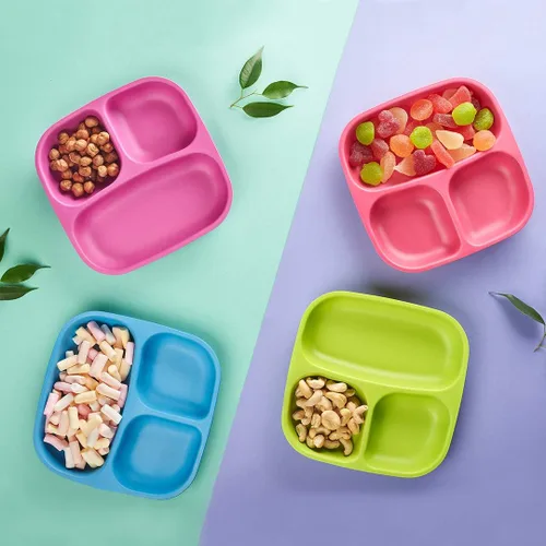 Miniatura 6 de GET FRESH Bamboo Kids - Juego de 2 platos divididos con 3 compartimentos para comidas infantiles, vajilla reutilizable