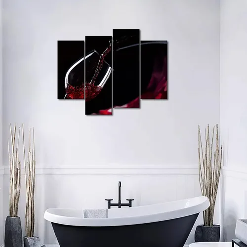 Miniatura 4 de First Wall Art - Pintura de cuadros de vino tinto en el vaso, fotos de pinturas de comidas en loca para regalo de decoración para el hogar