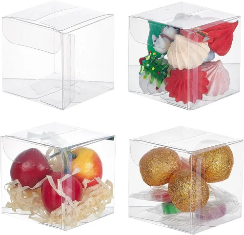Miniatura 12 de BENECREAT Paquete de 10 cajas grandes de plástico transparente de 4.7 x 4.7 x 4.7 pulgadas para regalos de fiesta de San Valentín y dulces de fiesta