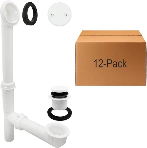 Miniatura 25 de Westbrass 593244-26 Kit de drenaje de residuos de baño con punta tubular blanca de 1-1/2 pulgadas, cromo pulido