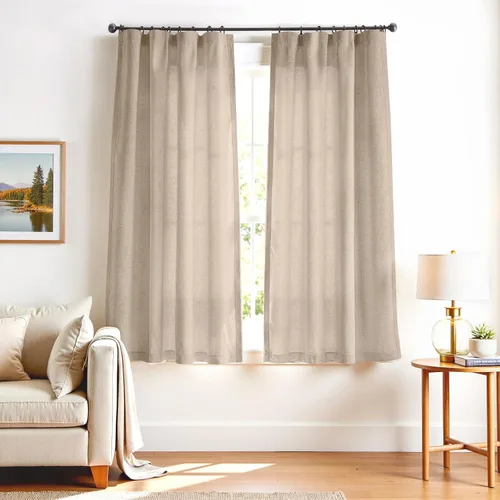 Miniatura 92 de JINCHAN Cortinas de lino de 108 pulgadas de largo, juego de 2 paneles, cortinas de ventana para sala de estar y dormitorio, cortinas