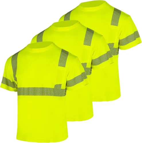 Miniatura 12 de FONIRRA Hi Vis - Camisetas de seguridad con bolsillo para hombre, manga larga, reflectante, ANSI Clase 2, para trabajo