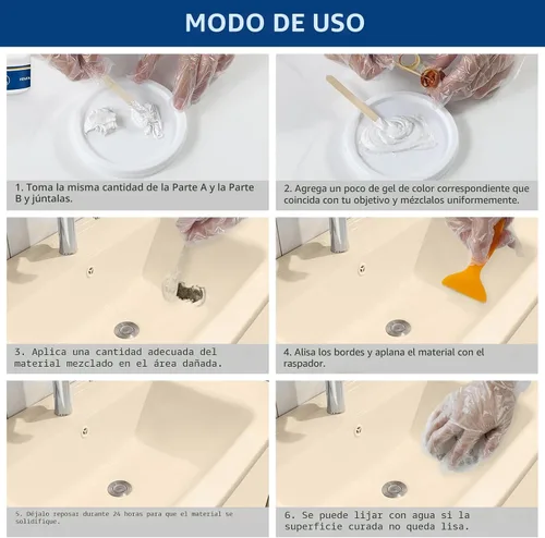 Miniatura 6 de Kit de reparación para bañera y ducha de fibra de vidrio, color blanco, kit de reparación de azulejos de porcelana de 3.7oz, kit de reparación