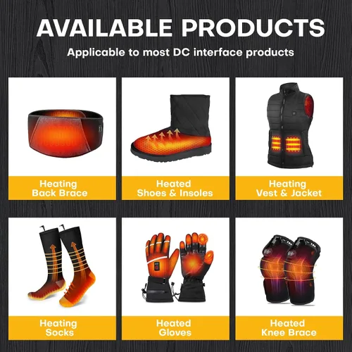 Miniatura 5 de Paquete de batería de 22.2 WH 7.4 V para guantes calentados, juego de repuesto de polímero de litio recargable compatible con guantes, calcetines