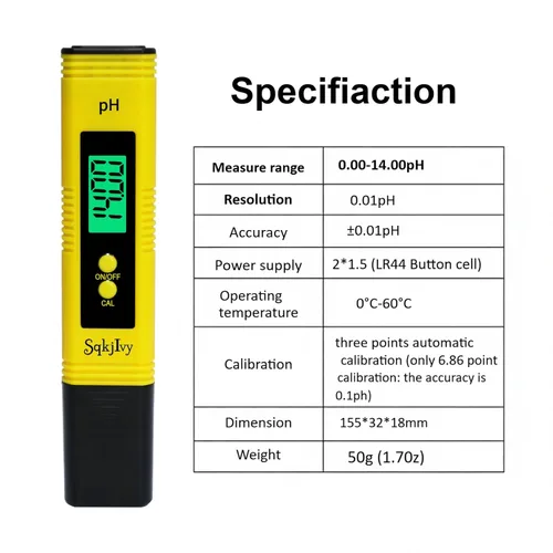 Miniatura 6 de Medidor de pH para probador de agua, monitor de lápiz, medidor de pH de agua, calidad 0.01, tamaño de bolsillo de alta precisión con rango