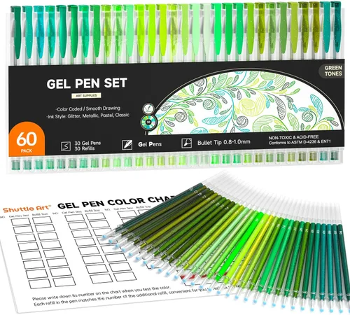 Miniatura 13 de Shuttle Art Bolígrafos de gel pastel, 24 colores pastel lechosos para papel negro, libros para colorear para adultos, dibujo, garabatos, Paquete