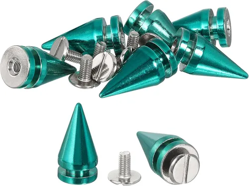 uxcell 8 remaches de punta de cono de 0.39 x 0.78 pulgadas para manualidades de cuero, ropa, zapatos, cinturones, bolsas (azul brillante)