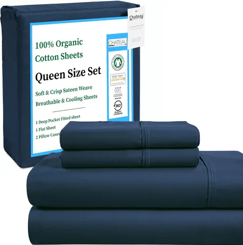 Miniatura 10 de Sábanas Twin XL 100% Algodón Para Cama Twin, Juegos de Sábanas Bajeras y Fundas de Almohada Totalmente Elásticas, Resistentes a la Decoloración