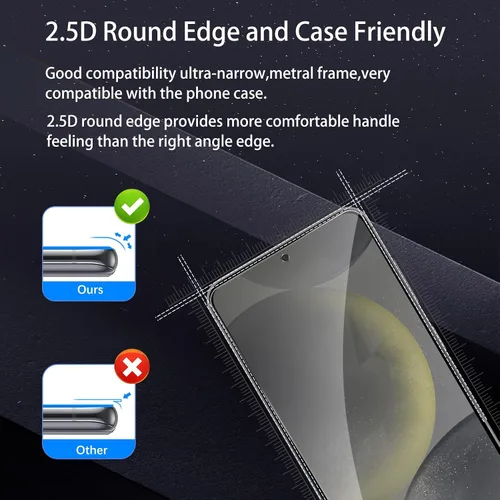 Miniatura 2 de Paquete de 3 protectores de pantalla de privacidad para Samsung Galaxy S24, película de vidrio templado transparente HD, antiespía, antiarañazos