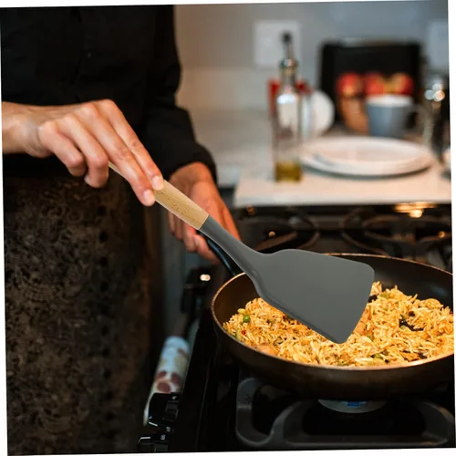 Miniatura 9 de Espátula de silicona segura para placa de inducción, mango resistente multifunción antiadherente para cocinar wok