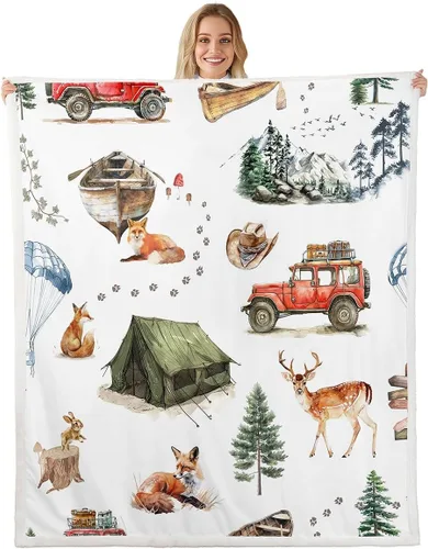 Miniatura 12 de Erosebridal - Mantas de bebé unisex para niños y niñas, mantas de guardería de animales de granja de minky 40x50, manta sherpa con diseño de tractor