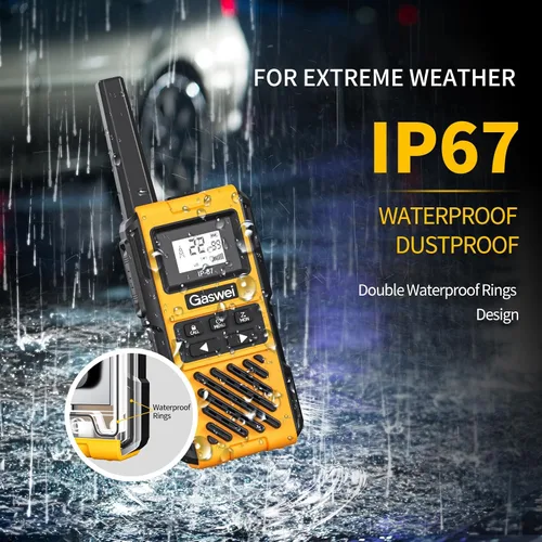 Miniatura 4 de Gaswei G1pro IP67 Walkie Talkies impermeables FRS para adultos de largo alcance, recargables con vibración, radios bidireccionales de emergencia