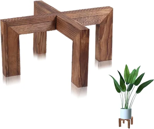 Soporte para plantas de interior, soporte de madera para macetas, adecuado para macetas de 5 a 12 pulgadas, hogar y jardín (color madera, 1 unidad)