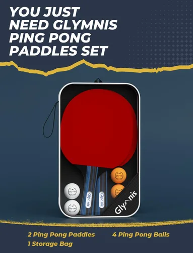 Miniatura 6 de Glymnis Juego de Palas de Ping Pong Raquetas de Tenis de Mesa con Pelotas, Estuche de Almacenamiento para Interiores y Exteriores, Accesorios
