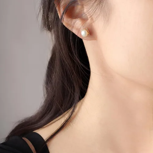 Miniatura 12 de Aretes de perlas para mujer, perlas redondas blancas, aretes de oro envueltos de alambre, joyería hecha a mano para mamá, amante y ella