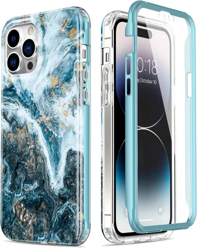 Miniatura 26 de Esdot Funda para iPhone 14 con Protector de Pantalla Integrado, Funda Resistente de Grado Militar con Diseños de Moda para Mujeres y Niñas, Funda