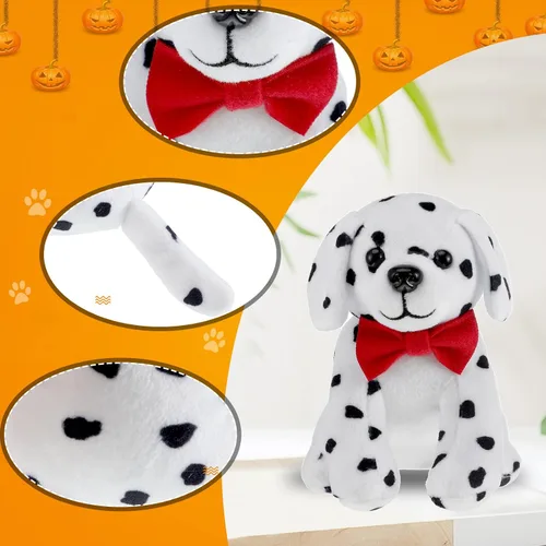 Miniatura 3 de Jiuguva 6 juguetes de peluche para perros dálmatas, perros manchados, realistas, suaves, dálmatas, recuerdos de fiesta para Halloween, carnaval