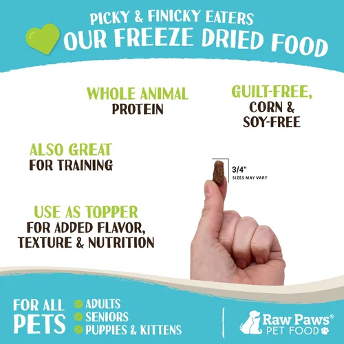 Miniatura 3 de Raw Paws Alimento liofilizado para perros y gatos, receta de conejo, 16 onzas, fabricado en Estados Unidos, comida liofilizada para perros, comida