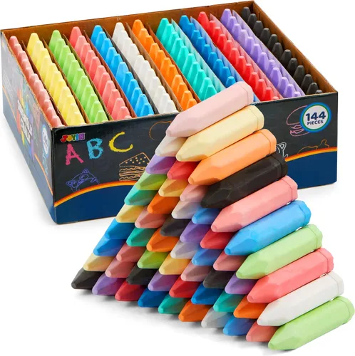 JOYIN 144 tizas lavables en forma de cono, 12 colores, no tóxicas de color jumbo para niños de 1 a 3 años, pintura para arte al aire libre,