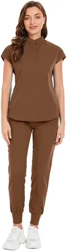 niaahinn Conjunto de uniforme médico para mujer con camiseta médica y pantalón deportivo con múltiples bolsillos, traje de uniforme mediano