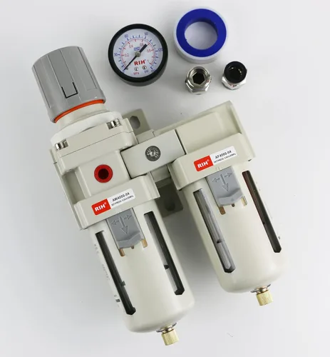 Miniatura 7 de RIH Sistema de secado de aire - Filtros de aire dobles NPT de 1/2 pulgada, filtro de partículas de 5 micras y regulador de presión de aire, calibre