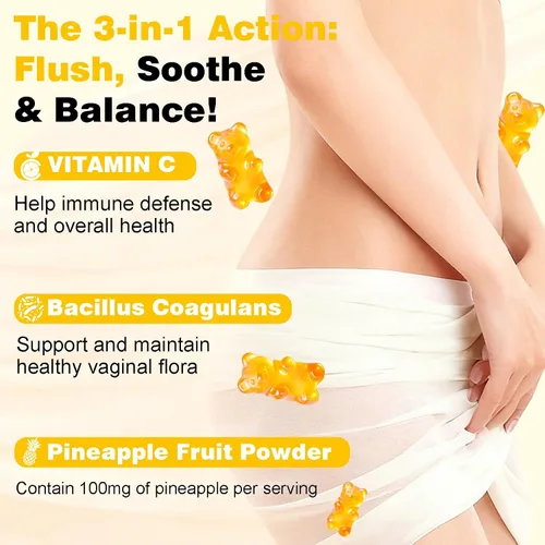 Miniatura 5 de Suiyilary Gomitas de probióticos femeninos para mujer, gomitas de piña para equilibrio de pH, salud vaginal premium, apoyo inmunológico, vegano, sin
